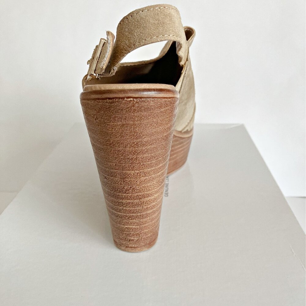 Mika Paoli Tan Suede Leather Wedge Sandles Size 6 - Picture 5 of 8
